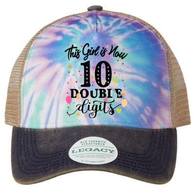 10th Birthday Gifts Shirt This Girl Is Now 10 Double Digits Legacy Tie Dye Trucker Hat