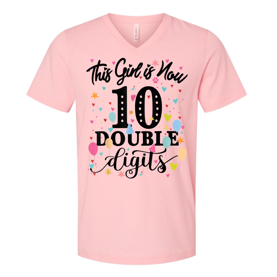 10th Birthday Gifts Shirt This Girl Is Now 10 Double Digits V-Neck T-Shirt