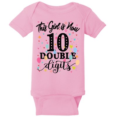 10th Birthday Gifts Shirt This Girl Is Now 10 Double Digits Baby Bodysuit