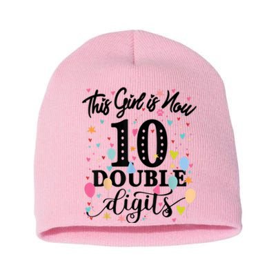 10th Birthday Gifts Shirt This Girl Is Now 10 Double Digits Short Acrylic Beanie