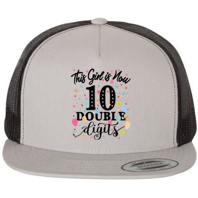 10th Birthday Gifts Shirt This Girl Is Now 10 Double Digits Flat Bill Trucker Hat