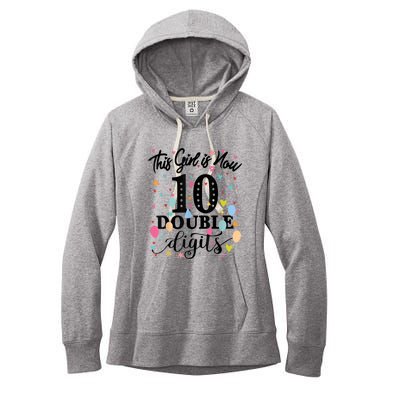 10th Birthday Gifts Shirt This Girl Is Now 10 Double Digits Women's Fleece Hoodie