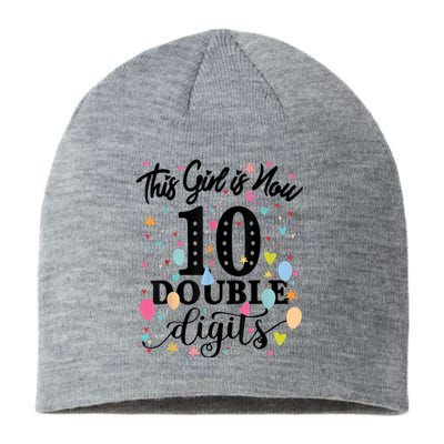 10th Birthday Gifts Shirt This Girl Is Now 10 Double Digits Sustainable Beanie