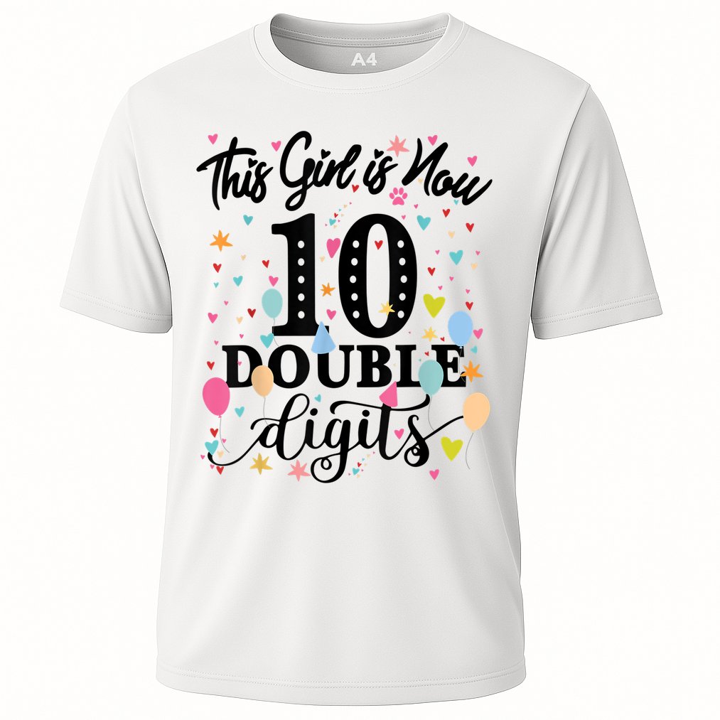 10th Birthday Gifts Shirt This Girl Is Now 10 Double Digits Cooling Performance Crew T-Shirt