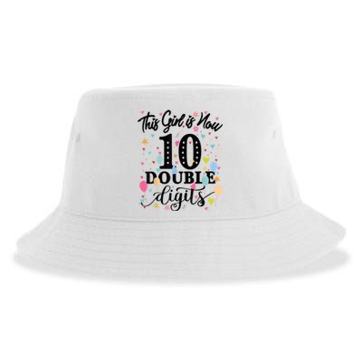 10th Birthday Gifts Shirt This Girl Is Now 10 Double Digits Sustainable Bucket Hat