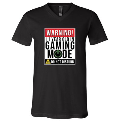 11th Birthday Gift For Boys Girls 11 Year Old Gamers V-Neck T-Shirt