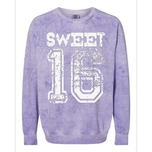 16th Birthday Gift Sweet Sixteen 16 Cracked Grunge Colorblast Crewneck Sweatshirt