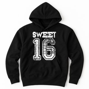 16th Birthday Gift Sweet Sixteen 16 Cracked Grunge Hoodie