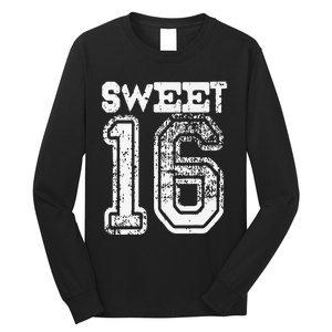 16th Birthday Gift Sweet Sixteen 16 Cracked Grunge Long Sleeve Shirt