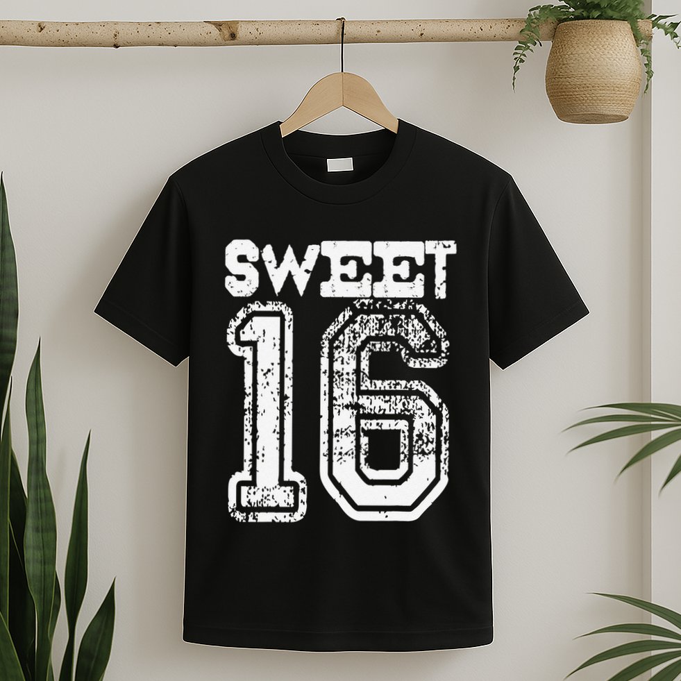 16th Birthday Gift Sweet Sixteen 16 Cracked Grunge T-Shirt