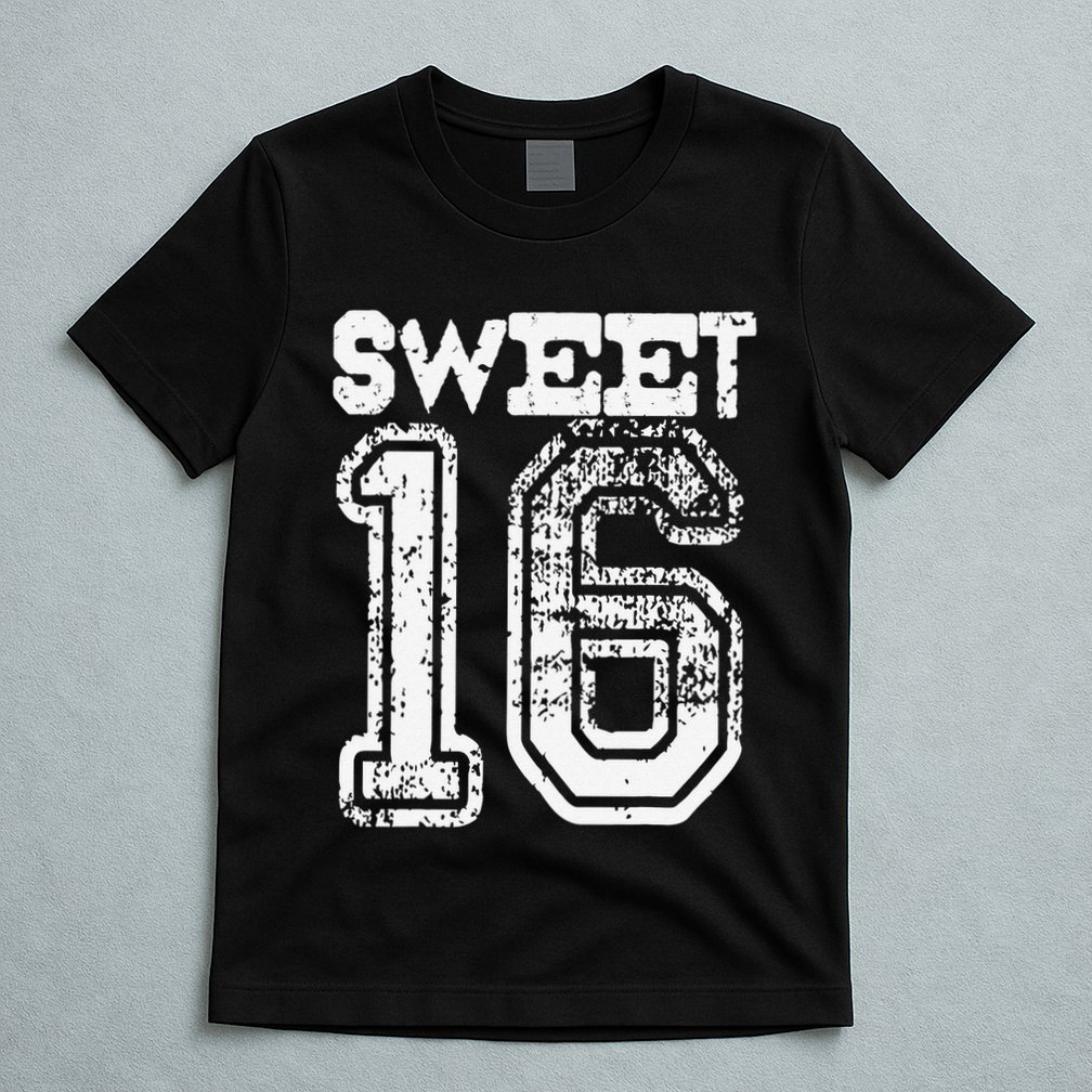 16th Birthday Gift Sweet Sixteen 16 Cracked Grunge T-Shirt