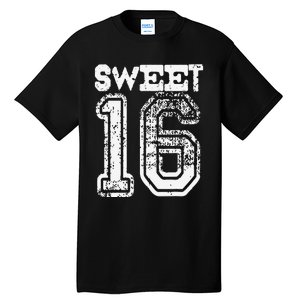 16th Birthday Gift Sweet Sixteen 16 Cracked Grunge Tall T-Shirt