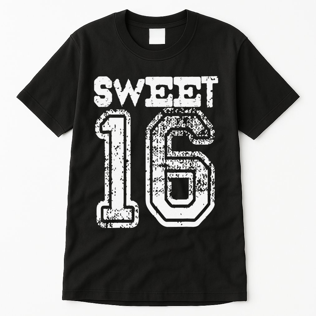 16th Birthday Gift Sweet Sixteen 16 Cracked Grunge Tall T-Shirt