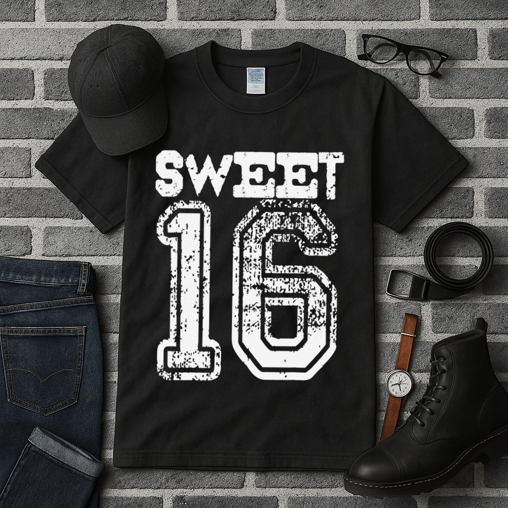 16th Birthday Gift Sweet Sixteen 16 Cracked Grunge Tall T-Shirt