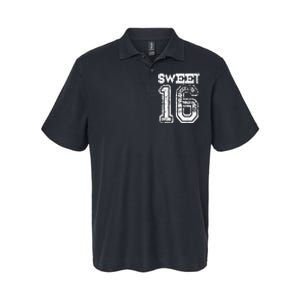 16th Birthday Gift Sweet Sixteen 16 Cracked Grunge Softstyle Adult Sport Polo