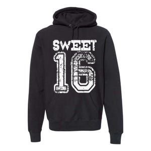 16th Birthday Gift Sweet Sixteen 16 Cracked Grunge Premium Hoodie