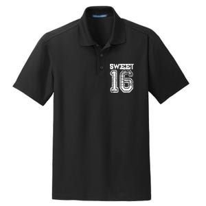 16th Birthday Gift Sweet Sixteen 16 Cracked Grunge Dry Zone Grid Polo