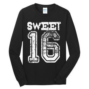 16th Birthday Gift Sweet Sixteen 16 Cracked Grunge Tall Long Sleeve T-Shirt