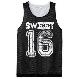 16th Birthday Gift Sweet Sixteen 16 Cracked Grunge Mesh Reversible Basketball Jersey Tank