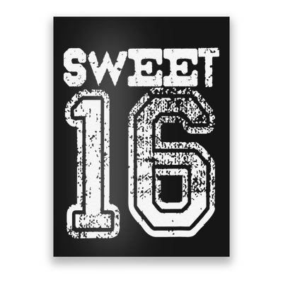 16th Birthday Gift Sweet Sixteen 16 Cracked Grunge Poster