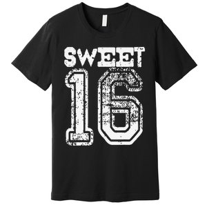 16th Birthday Gift Sweet Sixteen 16 Cracked Grunge Premium T-Shirt