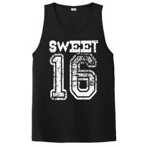 16th Birthday Gift Sweet Sixteen 16 Cracked Grunge PosiCharge Competitor Tank