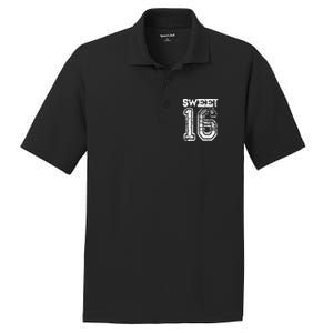 16th Birthday Gift Sweet Sixteen 16 Cracked Grunge PosiCharge RacerMesh Polo