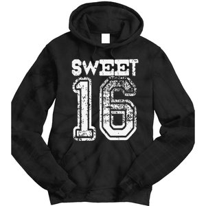 16th Birthday Gift Sweet Sixteen 16 Cracked Grunge Tie Dye Hoodie