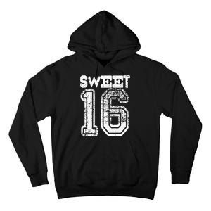 16th Birthday Gift Sweet Sixteen 16 Cracked Grunge Tall Hoodie