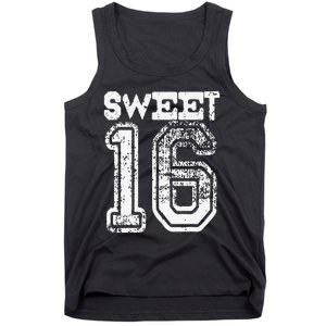 16th Birthday Gift Sweet Sixteen 16 Cracked Grunge Tank Top