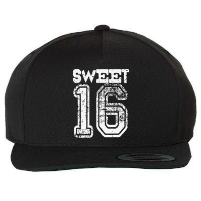 16th Birthday Gift Sweet Sixteen 16 Cracked Grunge Wool Snapback Cap