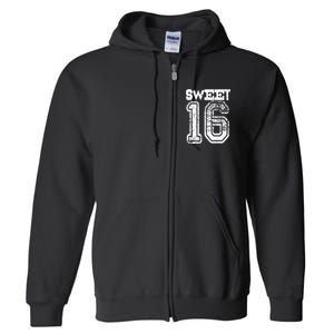 16th Birthday Gift Sweet Sixteen 16 Cracked Grunge Full Zip Hoodie