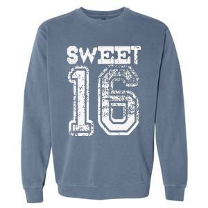 16th Birthday Gift Sweet Sixteen 16 Cracked Grunge Garment-Dyed Sweatshirt