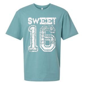 16th Birthday Gift Sweet Sixteen 16 Cracked Grunge Sueded Cloud Jersey T-Shirt