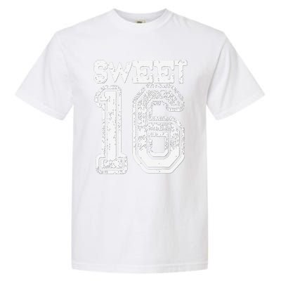 16th Birthday Gift Sweet Sixteen 16 Cracked Grunge Garment-Dyed Heavyweight T-Shirt