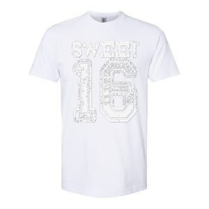 16th Birthday Gift Sweet Sixteen 16 Cracked Grunge Softstyle CVC T-Shirt