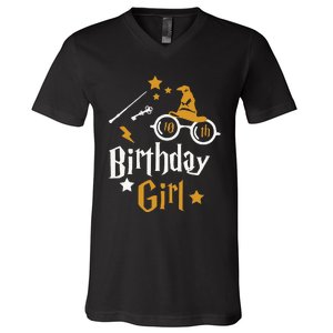 10th Birthday Girl Wizard Magic Bday To Celebrate Wizards V-Neck T-Shirt