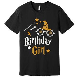 10th Birthday Girl Wizard Magic Bday To Celebrate Wizards Premium T-Shirt