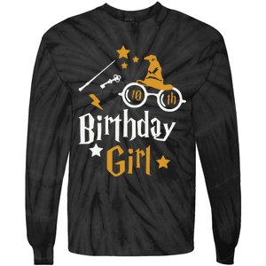 10th Birthday Girl Wizard Magic Bday To Celebrate Wizards Tie-Dye Long Sleeve Shirt