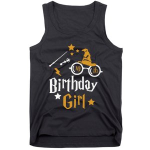 10th Birthday Girl Wizard Magic Bday To Celebrate Wizards Tank Top