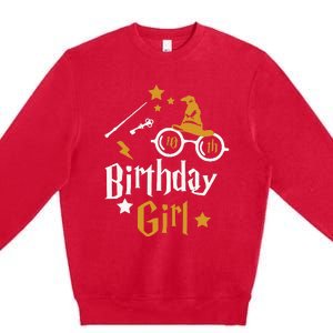 10th Birthday Girl Wizard Magic Bday To Celebrate Wizards Premium Crewneck Sweatshirt