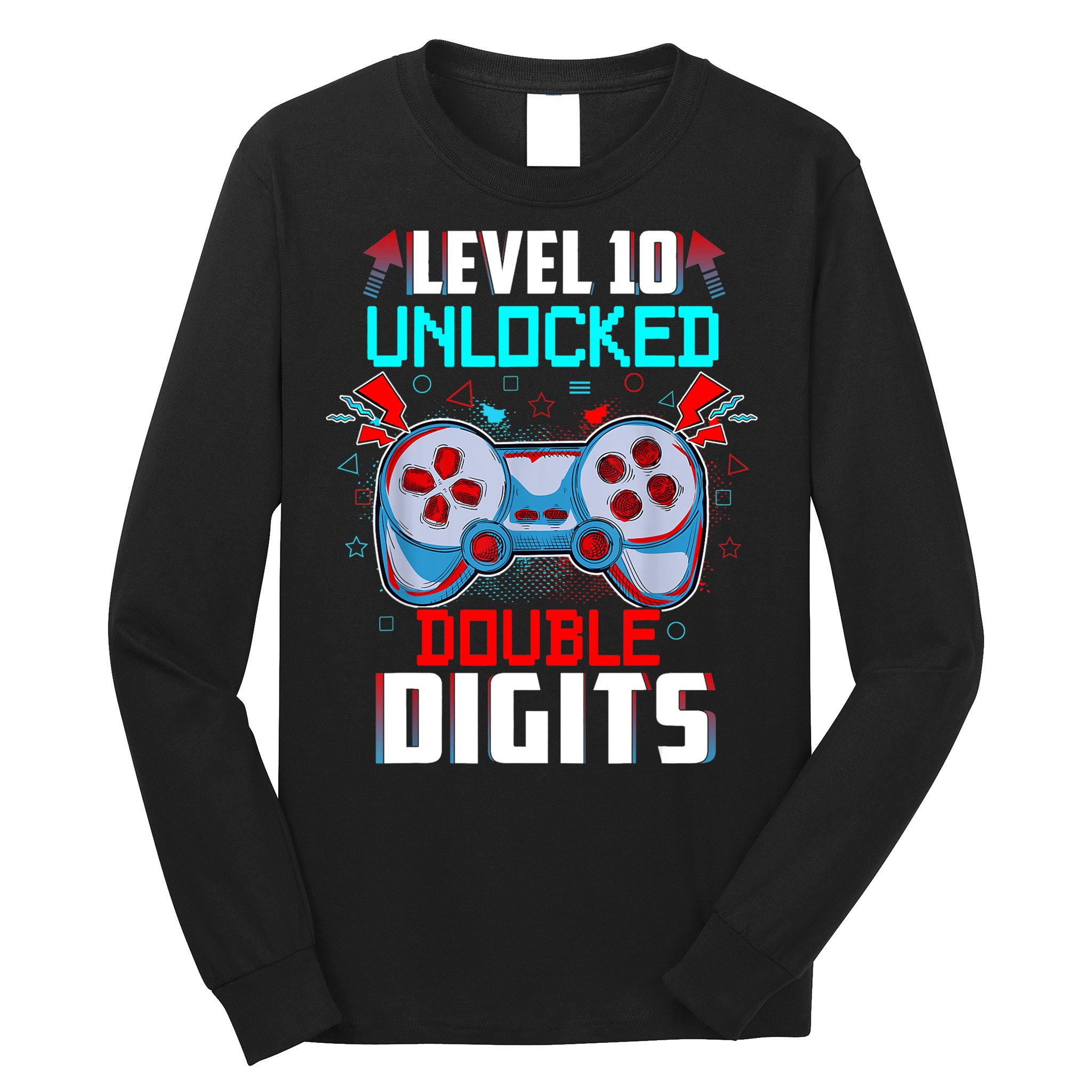 10th Birthday Gift For Boys Double Digits 10 Year Old Gifts Gamer Gift Long Sleeve Shirt