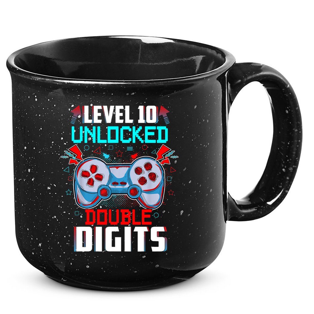 10th Birthday Gift For Boys Double Digits 10 Year Old Gifts Gamer Gift 15oz Campfire Ceramic Mug