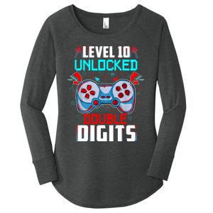 10th Birthday Gift For Boys Double Digits 10 Year Old Gifts Gamer Gift Women's Perfect Tri Tunic Long Sleeve Shirt