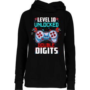 10th Birthday Gift For Boys Double Digits 10 Year Old Gifts Gamer Gift Womens Funnel Neck Pullover Hood