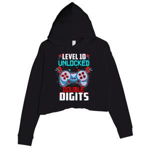 10th Birthday Gift For Boys Double Digits 10 Year Old Gifts Gamer Gift Crop Fleece Hoodie