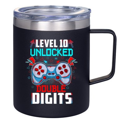 10th Birthday Gift For Boys Double Digits 10 Year Old Gifts Gamer Gift 12oz Stainless Steel Coffee Mug