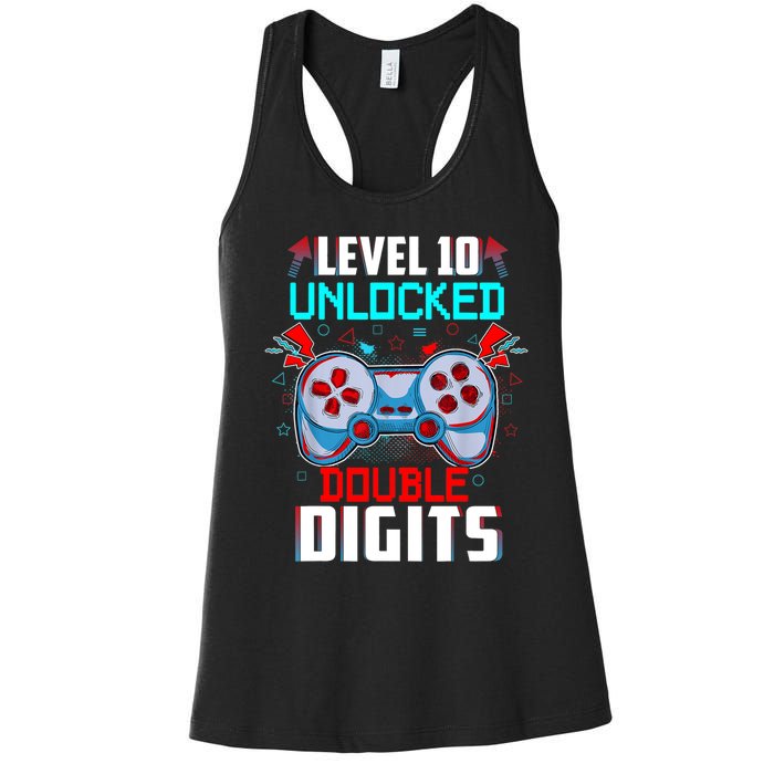 10th Birthday Gift For Boys Double Digits 10 Year Old Gifts Gamer Gift Women's Racerback Tank