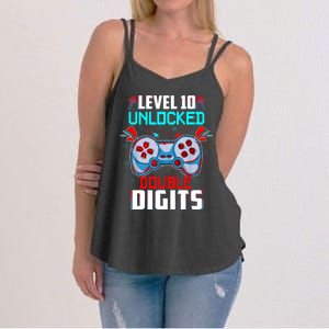 10th Birthday Gift For Boys Double Digits 10 Year Old Gifts Gamer Gift Women's Strappy Tank