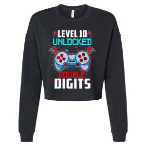 10th Birthday Gift For Boys Double Digits 10 Year Old Gifts Gamer Gift Cropped Pullover Crew